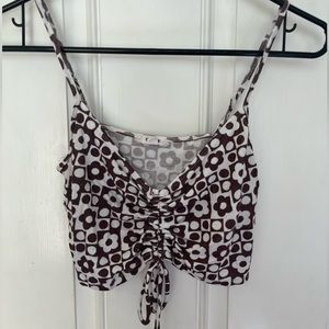 Checker Flower Cropped Tank Top